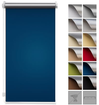 Zero Home - Premium Verdunklungsrollo Ohne Bohren I Klemmrollos für Fenster und Türen Thermorollo I Klemmfix Rollo I Sichtschutz und Sonnenchutz I Blackout I 80x220cm - Blau