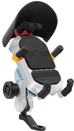 LEIDIMUS Motorrad-Handyhalterung, Rückspiegel-Handyhalter, Aluminiumlegierung+PC, Wasserdicht, 360° Schwenkbar, Mechanische Verriegelung, Geeignet für Telefone Mit 4,7-7,2 Zoll Bildschirmen