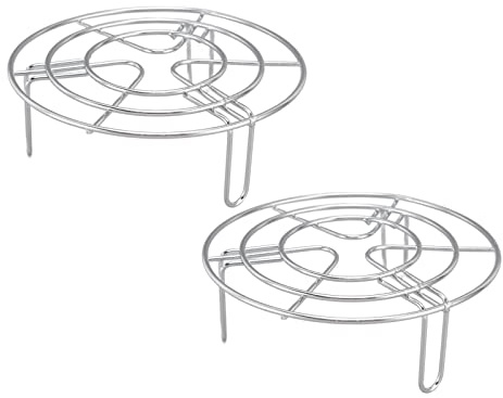 2Pcs Round Steamer Shelf Tripod Steaming Tray Instant Pot Trivet (7.7in) | High Temperature Resistance, Cooker Cooling Rack