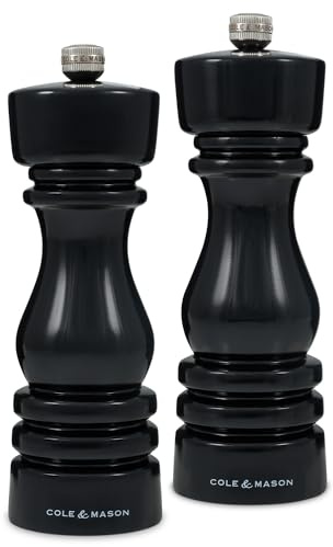 Cole & Mason London salt- och pepparkvarnar presentpaket, svart glans, 18 cm, (2 delar)
