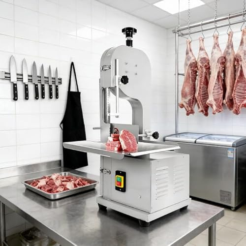 DEFNES 2000W Commerciale Elettrico Carne Sega a nastro, Macchina di taglio osseo, Lama in acciaio inox Segatrice Ossa, 20x16 Banco da lavoro, Spessore 0-9 pollici per Pesce Maiale Manzo