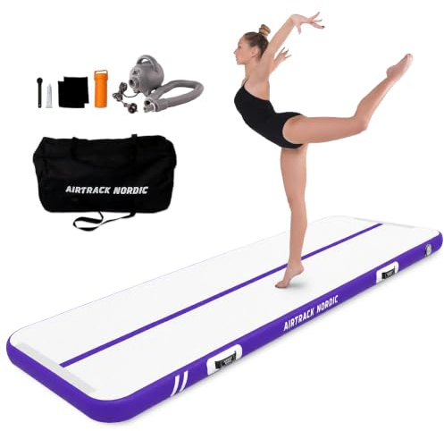 AirTrack Nordic Standard Air Track Matte 3m/4m/5m/6m/7m/8m mit Luftpumpe, Turnmatte Aufblasbar für Gymnastik, Yoga - Langlebig & Einfach zu Transportieren, Air Tracking Gymnastikmatte fur Zuhause
