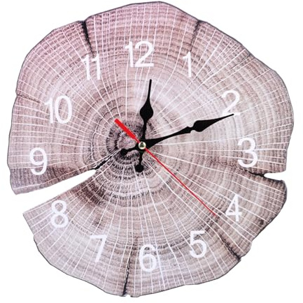 PRETYZOOM Horloge avec Anneaux Annuels Horloge Décorative Silencieuse pour Salon Et Chambre