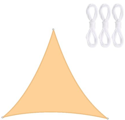 ENEN Vela Ombreggiante Impermeabile, Vele Ombreggianti Triangolare 3m/4m/5m/6m Tenda a Vela per Esterno Telo Tenda da Sole, Vela Ombreggiante per Giardino Terrazza (6x6x6m,Crema)