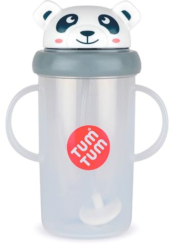 TUM TUM Tippy Up Free Flow Sippy Cup (ingen ventil), sippy kopp för småbarn, 200 ml, BPA-fri (Pip Panda 300 ml)