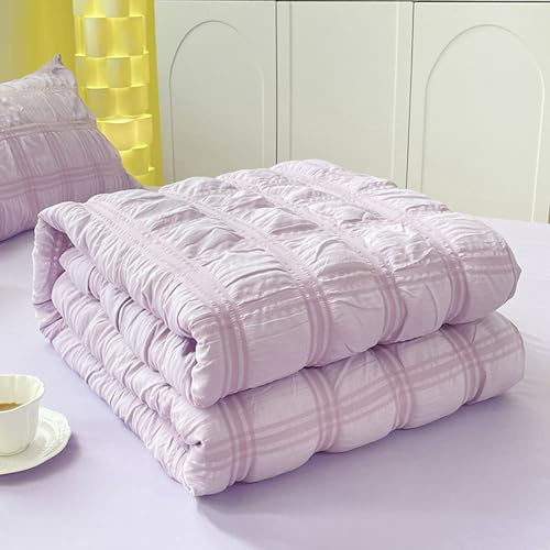 Trapunta rinfrescante estiva in seersucker per tutte le stagioni, morbida e traspirante, set di 4 coperte leggere per letto queen size, 200 x 230 cm