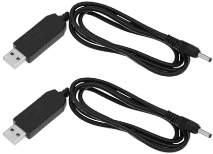 EMSea 2 convertidores USB Boost de 5 V a 12 V, cable de refuerzo de 3,5 x 1,35 mm para ventilador USB, router, radiador, luz USB, altavoz, USB HUB negro, 1 m