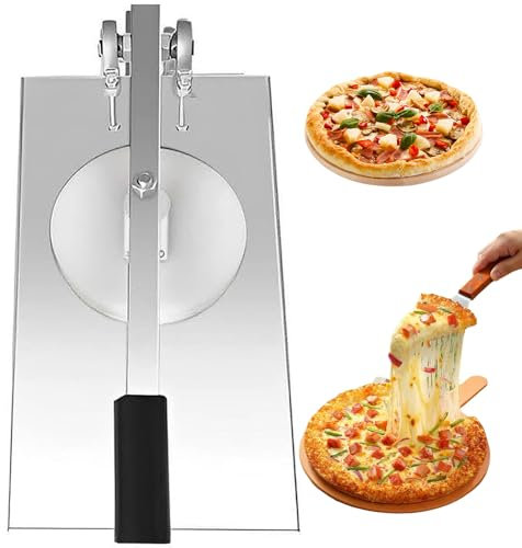 Manual Pizza Dough Press Machine, 12-24cm Stainless Steel Sheeter Pasta Maker with Adjustable Thickness, Commercial Chapati Pizza Crust Press Plate for Creating Thin Slices, Pizza Dough Diameter-20cm