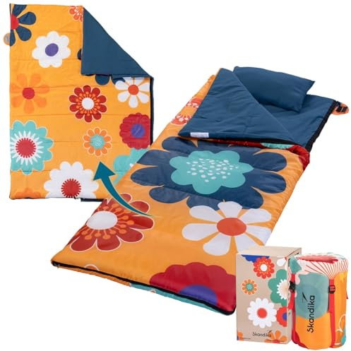 Skandika Sacco a pelo Sovro 190 | per adulti - 3 stagioni - 220 x 80 cm, Può essere utilizzato come sacco a pelo doppio - Sacco a pelo da campeggio con cuscino