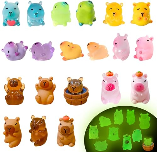 Juvanovo Capybara Figuras, 20 Piezas Mini Figuras de Capibara, Decoración de Tortas Capybara, Capibara Adorno para Tarta, Regalos