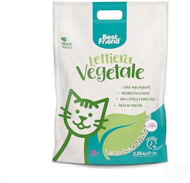 Best Friend - Vegetabilisk kattlåda med lång livslängd 5 L. Naturlig sand och superklumperande. Avlägsnande i ekologisk eller toalett. Neutraliserar lukt och fastnar inte på tassar och päls.