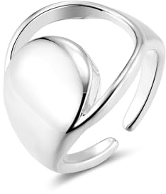 ALEXCRAFT Anello Argento per Donne, Chunky Anello Aperto Regolabile, Acier Inoxydable, Spesso, Anello di Amicizia, Regalo per Ragazza Madre