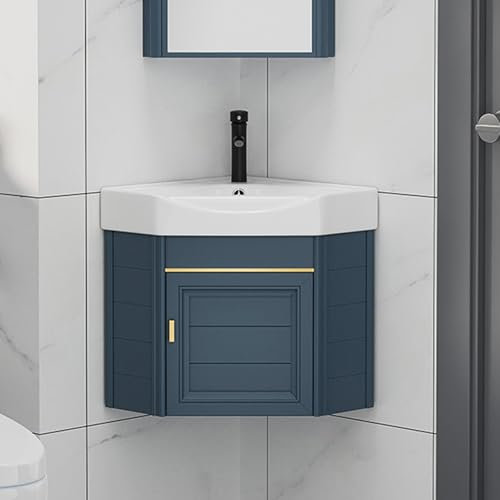 Vanità del bagno ad angolo con lavabo mobile Vanity Bagno Liquidazione Bagno Vanità Angolo Lavabo singolo Bagno Vanità Montaggio a parete con rubinetto per piccolo spazio
