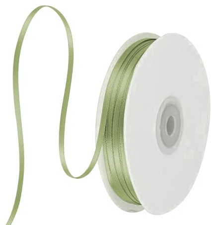 91 m Satinband Salbei Grün, 3 mm Doppelseitig Schleifenband Geschenkband Dekoband Seidenband Doppelsatinband Satin Ribbon für Hochzeit Geburtstag Party Dekoration, Geschenkverpackung, Basteln
