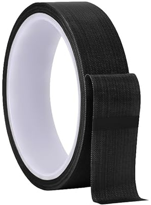 Misuyue 25mm Teflonband, Hitzebeständiges Klebeband, 0.18mm Dicke Schwarz | Teflon Klebeband PTFE Glasgewebeband für Vakuumiermaschine Impulsversiegeler, Hitzebeständiges bis 300℃
