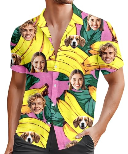 Camisa Hawaiana Personalizado, Cara Personalizada Verano Camisa Hawaiana, Camisas Hawaianas con Cara de Foto Personalizada para Hombres, Regalo para Hombre Esposo Novio 2025