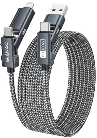 GIANAC Multi USB Kabel 3M,Universal Ladekabel Mehrfach Anschlüsse | USB C auf UBS C/Lightning/USB A,USB C Schnellladekabel mit für iPhone 17 16 15 14 Pro/MacBook/iPad/Samsung Galaxy S23 S22 S21