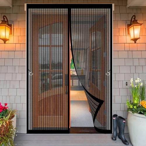 Magnetic Fly Screen Door 130 x 216 cm Fly Screen Door Keeping Bug Out Hands Free Automatically Closes Curtains for Kitchen, Terrace, Corridor, Black
