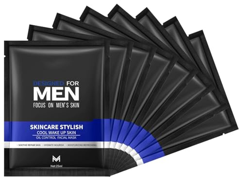 8PCS Mens Face Mask Set, Mens Facial Care Kit, Men's Hydrating Moisturizing Refreshing & Oil Control, Face Masks for All Skin Types – Daily Skincare for Men, Face Masks Skincare Gifts for Men