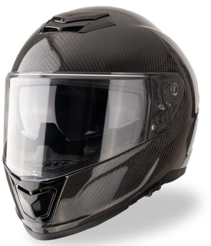 VINZ Dalton Carbon Integralhelm mit Sonnenblende | Motorradhelm / Vollvisierhelm ECE 22.06 | Full-Face Helm / Motorrad Helm für Damen & Herren | In Gr. XS - XXL