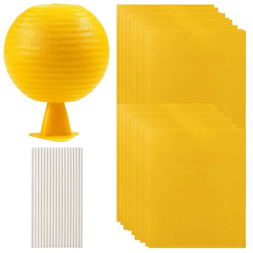 20PCS Yellow Sticky Traps Fungus Gnats and 1PCS Fruit Fly Balls, Dual-Sided Fly Catcher Indoor for Home Use, Waterproof Sticky Fly Trap for Plants, Kitchen, Greenhouse, 20x15cm with Twist Ties