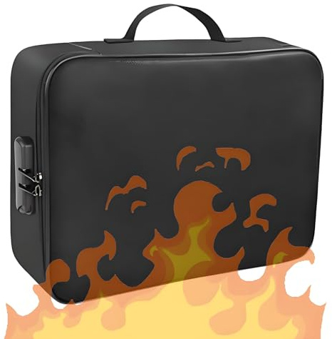 BAPPKON Feuerfeste Dokumententasche mit Schloss, Wasserdicht & Hitzebeständig bis 5200°F, 3 Lagiger Akten-Organizer, Tragbare Dokumentenbox für Wichtige Dokumente, Geld und Wertgegenstände