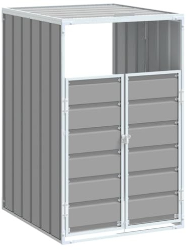 Cache Poubelle Extérieur, Abri Rangement de Poubelle pour bac Unique Gris Acier