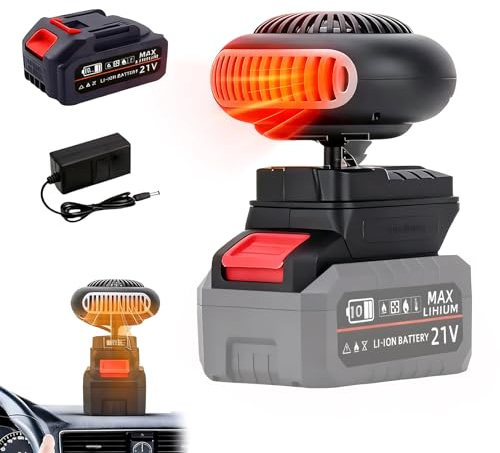 Portable Heater, Wireless Cordless Space Heater with Adjustable Thermostat, 2 Heating Modes(30-80°C), 180° Rotating Head, Battery Powered Personal Heater for Office, Car, Bedroom (1 battery)