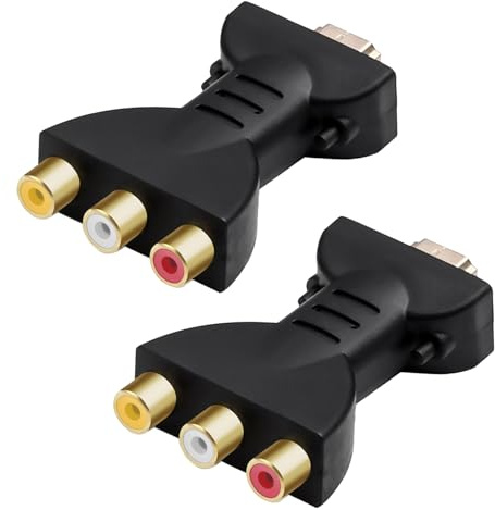 2 PCS HDMI to AV Converter, HDMI to AV Adapter to RCA Converter 1080P Composite Video Audio Cable with Gold Plated Connector to Red White Yellow RCA for TV Projector DVD Player Media Device Output