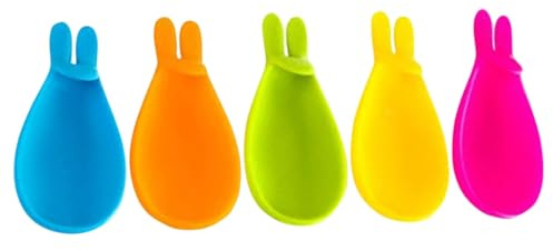 KICHOUSE Soportes para Bolsitas de Té Forma de Conejo de Silicona, Accesorio para Colgar el Té y Marcador de Taza, Pack de 5 Piezas Color Varios