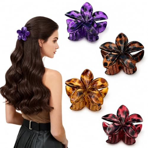 4 Pcs Pinze per Capelli Fiori Clip Artiglio da Donna Mollette Capelli,Pinza Capelli Donna Fiori per Capelli,Fermagli Antiscivolo per Donne Accessori per Ragazze e Donna Elegante Antiscivolo Plastica