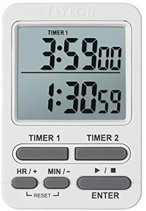 Taylor Dual Event Digital Timer w/Clock, White
