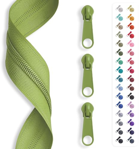 Slantastoffe 5 m Chiusura Lampo Infinita, Spirale 5 mm + 10 cursore/Cerniera 27 Colori, Merce al Metro