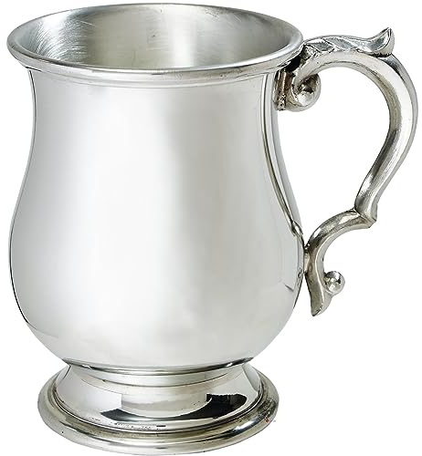 Pewter Tankard Half Pint Georgian Style Body Scroll Handle Pure Pewter Beer Tankard Perfect for Engraved Personalised Gifts for Men and Women