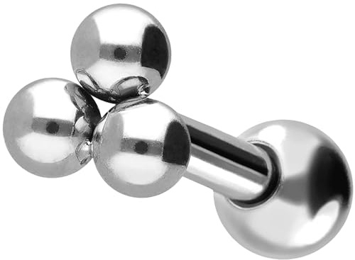 PIERCINGLINE Ohrpiercing mit 3 Kugeln aus Chirurgenstahl - Piercing Schmuck für Ohr oder Helix in 4 Farben