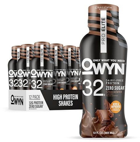 OWYN Only What You Need Pro Elite Chocolate Flavored Protein Shake, 32g Protein, 0g Sugar, High Protein, Dairy Free, Gluten Free, Plant Based Protein Drink, 12 Count