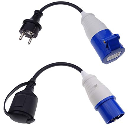 Afeld Elektro 2X CEE Adapter CEE-Stecker auf Schuko-Kupplung Schuko-Stecker auf CEE-Steckdose 230V 16A für Camping & Wohnmobil