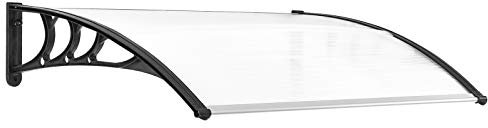 Outsunny Auvent Marquise de Porte Design voûté Arrondi dim. 100L x 80l x 23H cm Polycarbonate Plastique Noir