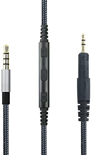 Headphone Cord Audio Cable with Lock Connector for Audio Technica ATH-M50x, ATH-M40x, ATH-M70x, ATH-M60X Headphone, Remote Volume Mic Compatible with iPhone
