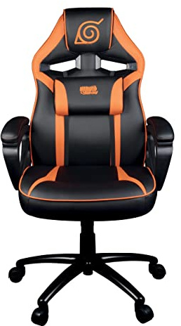 Konix Naruto Shippuden Gaming-Bürostuhl – Sitzneigung 15° – Polyurethan-Leder – Konoha-Motiv – Schwarz und Orange