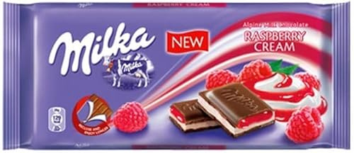 Milka Tavoletta di cioccolato crema lampone, 100 g, confezione da 22 (22)