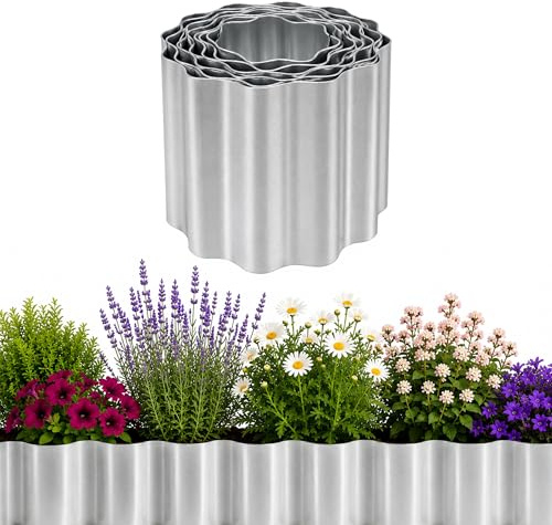 garden mile Bordure de jardin en métal 15 cm x 5 m - Robuste - En acier galvanisé - Résistant à la rouille - Facile à couper