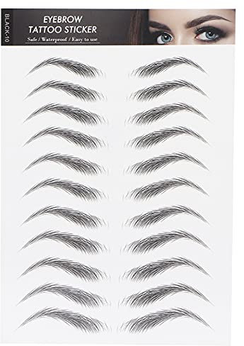 Adesivi per Tatuaggi per Sopracciglia 6D, Stencil per Modellare le Sopracciglia, Adesivi per Trasferimento delle Sopracciglia Impermeabili Semipermanenti Simili Ai Capelli in Stile Arco per(NERO-10)