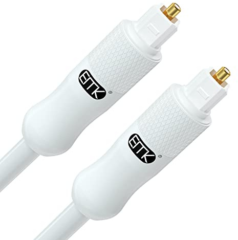 EMK Weißes Digitales Optisches Audiokabel Toslink SPDIF Kabel 1.5 Meter - Premium Glasfaserkabel Kompatibel mit Soundbar, Fernseher, Heimkino, Blu-ray Player, AV-Receiver