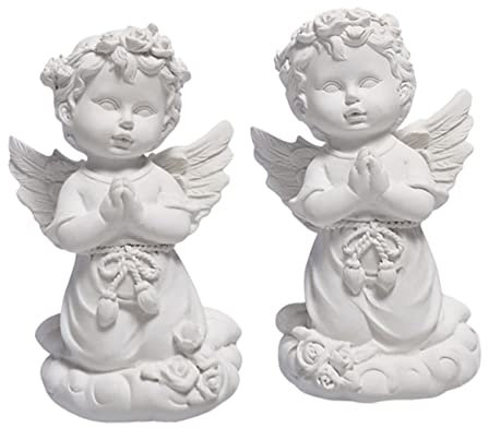 YARNOW 2stücke Weißer Engel Haarschmuck Modelliergips Bastelgips Harzskulptur Statuendekoration Schickes Kunsthandwerk Charakterskulpturenfiguren Für Heimdekoration