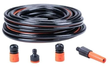 BLACK+DECKER Tubo da giardino, 5 pezzi, 20 metri, max. 6 bar, PVC, colore nero/arancione