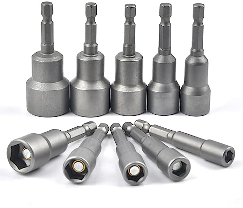 10Stück Steckschlüsseleinsatz Stecknuss Adapter Set - 1/4 Zoll 6-19mm Steckschlüssel Magnetisch Sechskant Stecknuss Adapter, Bohrer Bitsatz Magnetisch Steckschlüsselsatz 1/4 Zoll Sechskant