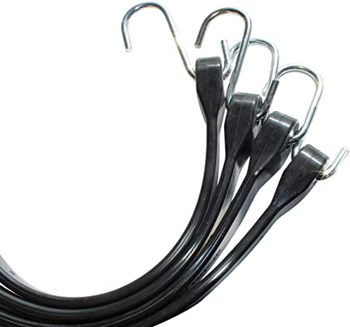 Spanngummi-Set (4x105cm) Schwarze Expander EPDM-Spanngummis mit S-Haken, Starke Outdoor Gummis, UV-beständig