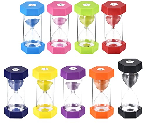 PATIKIL 9 Paquetss Sable minuteur 1/2/3/5/10/15/20/30/60 Minutes Coloré Minuteur Visuel Sable Horloge Mignon Classe Minuteur Sable Verre pour Maison Bureau