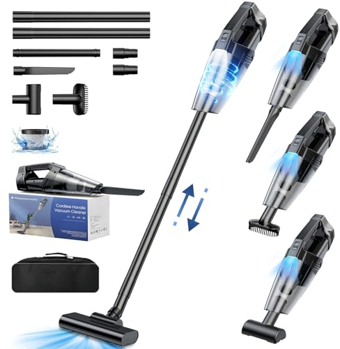 Staubsauger Kabellos 4-in-1 Handstaubsauger,7500Pa Autostaubsauger 6000mA+Multifunktionaler USB aufladbar Tragbar Leicht Mini Staubsauger,Nass &Trocken Handsauger,für den Auto,Haus,Küche,Tierhaare